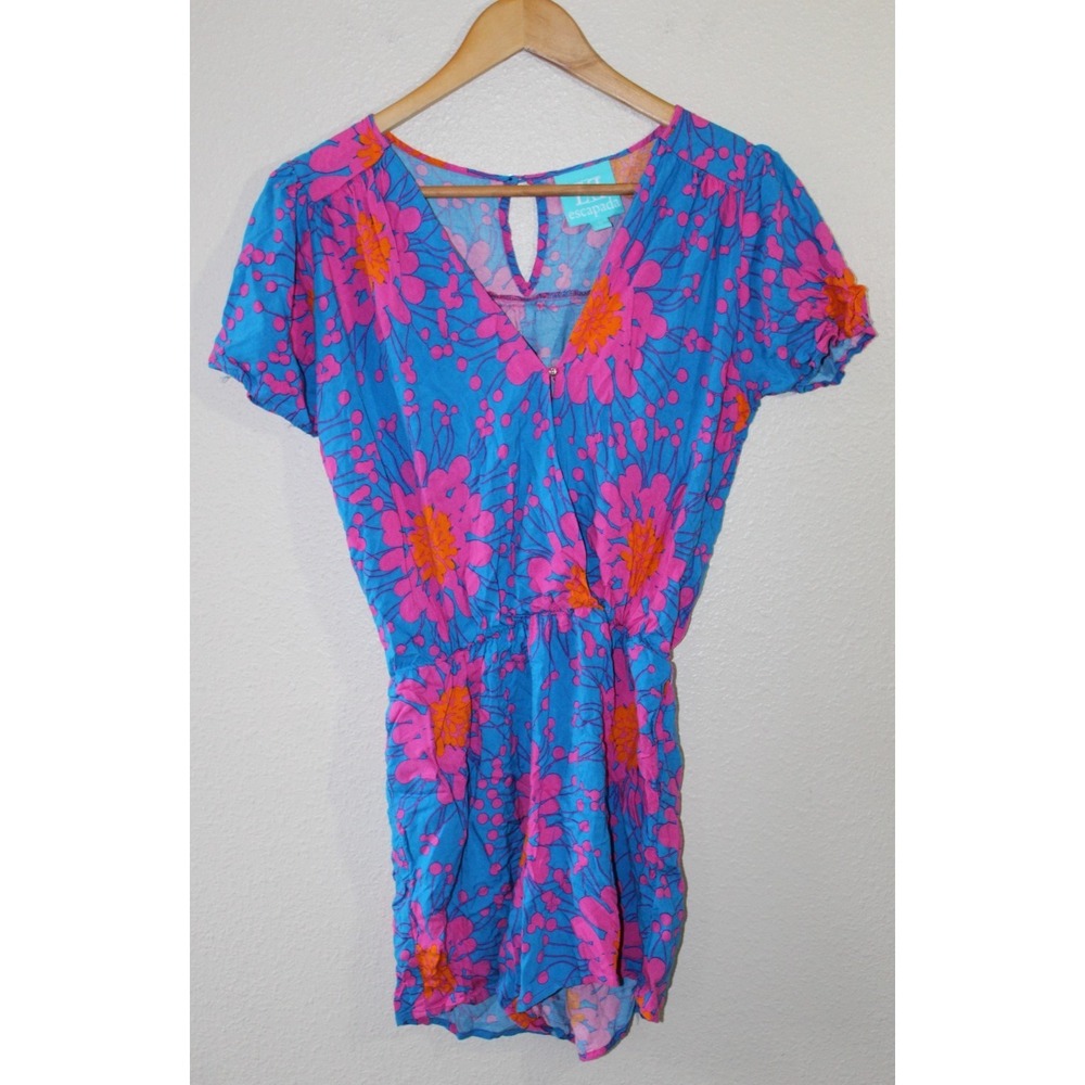 Escapada Womens Multicolor Floral Short Sleeve Romper S